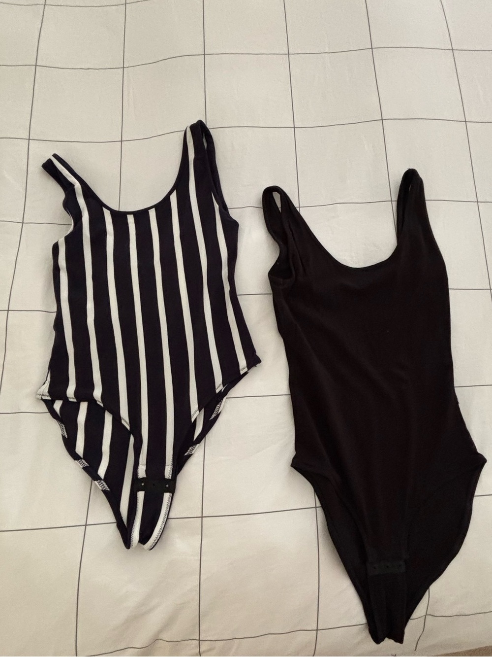 Madewell Black and White Striped Snap-Closure Bodysuit